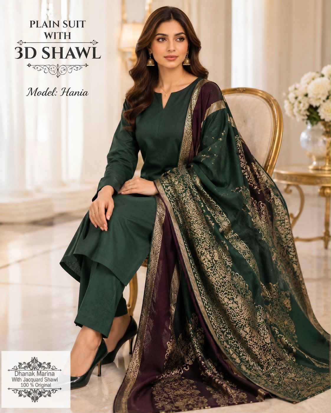 Dhanak embroidered luxury unstitched 3pc suit